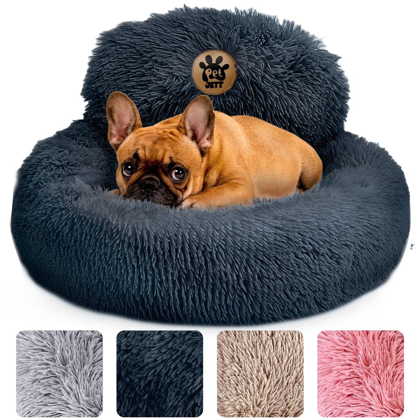Plush Calming Pet Bed – Ultra Soft Donut Dog & Cat Bed with Raised Support