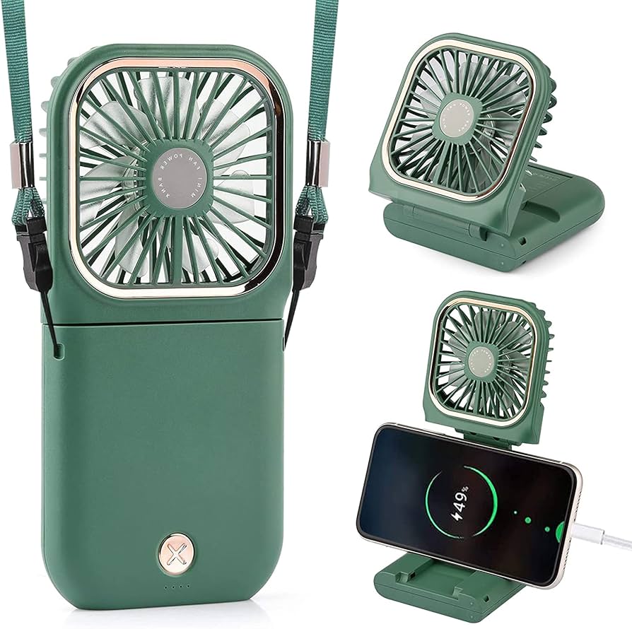 Portable Rechargeable Mini Fan with Power Bank – Foldable Handheld & Desk Cooling Fan with Adjustable Speeds
