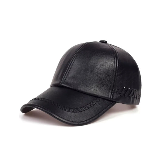 Classic Leather Baseball Cap – Adjustable Premium PU Leather Hat for Men and Women
